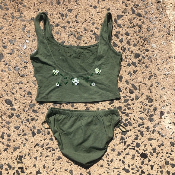 Vintage Hunza G Olive Green Bikini Swimsuit - Picture 4 of 4